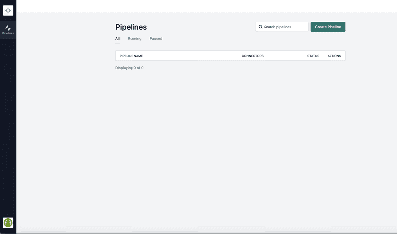 Screenshot of the Conduit Dashboard showing Pipelines